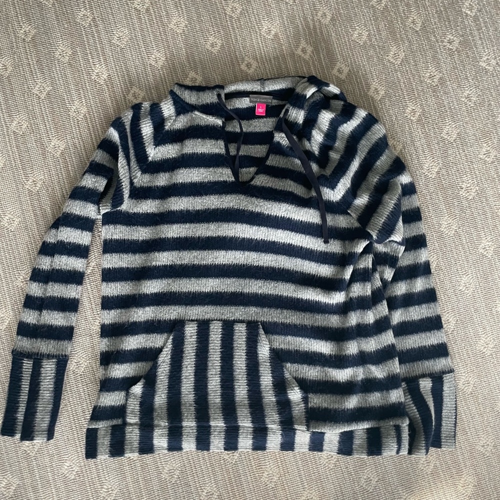 Vince Camuto Hooded V Neck Sweater